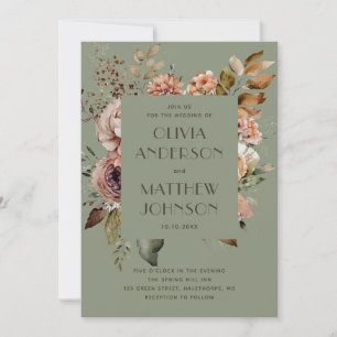 Sage Grün Florale Hochzeit   Botanischer Garten +  Einladung