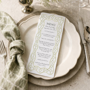 Sage Grün Französisches Gitter Hochzeitsdinner Menükarte