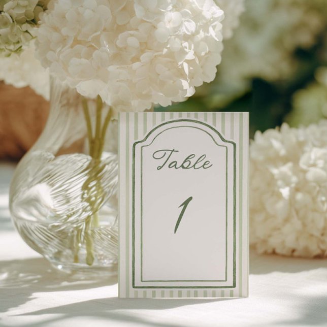 Sage-Grün-Gestreifte Hochzeit Tischnummer (Von Creator hochgeladen)