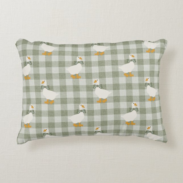 Sage Grün Gingham Gans Büffel Karo Kinderzimmer Dekokissen (Vorderseite)