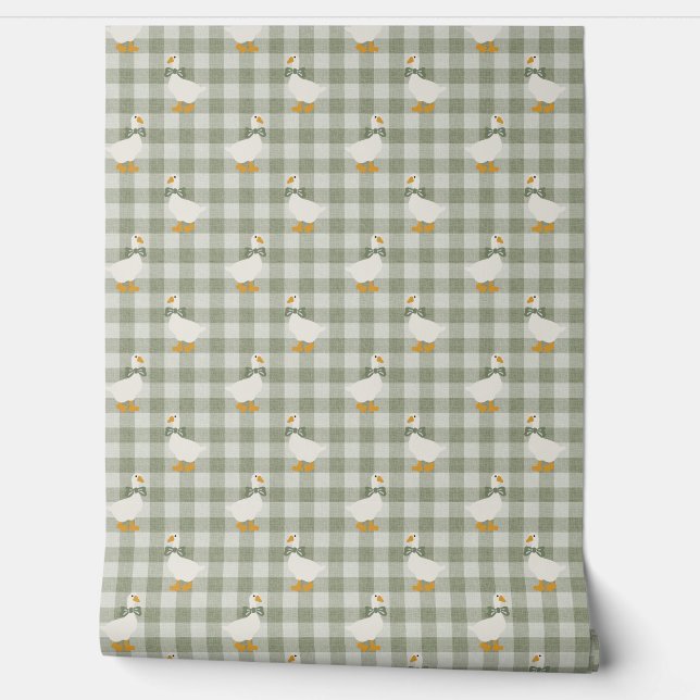 Sage Grün Gingham Gans Büffel Karo Kinderzimmer We Tapete (Abrollen)