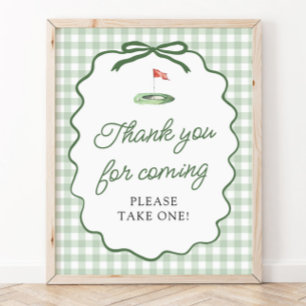 Sage Grün Gingham Golf Danke fürs Kommen Schild