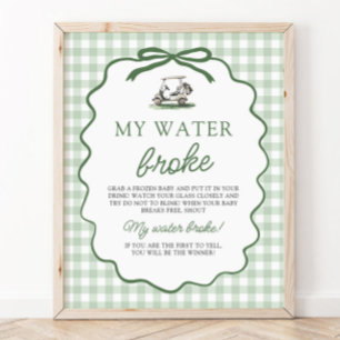 Sage Grün Gingham Golf Mein Wasser ist Gebrochen B Poster