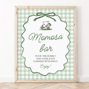 Sage Grün Gingham Golf Momosa Bar Babyparty Poster