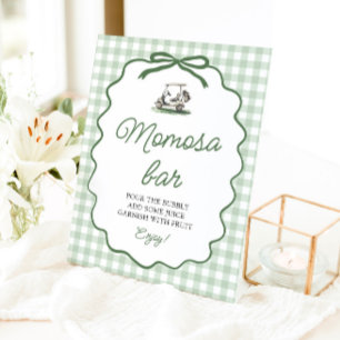 Sage Grün Gingham Golf Momosa Bar Babyparty Sockelschild