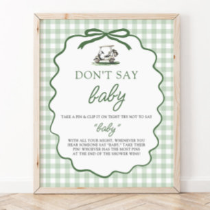 Sage Grün Gingham Golf Sag nicht Baby Baby Shower Poster
