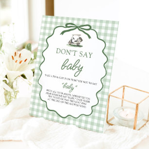Sage Grün Gingham Golf Sag nicht Baby Baby Shower Sockelschild