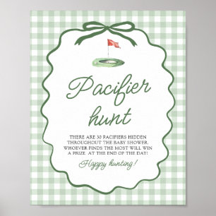 Sage Grün Gingham Golf Schnuller Jagd Baby Shower Poster