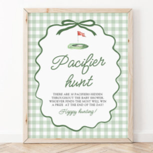 Sage Grün Gingham Golf Schnuller Jagd Baby Shower Poster