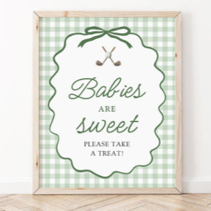 Sage Grün Gingham Schleife Golf Babys sind Süß Sch Poster