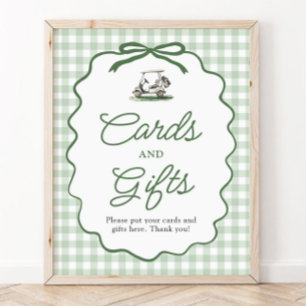 Sage Grün Gingham Schleife Golf Karten und Geschen Poster