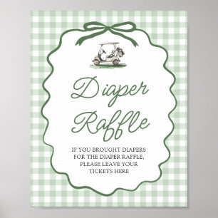 Sage Grün Golf Bow Babyshower Diaper-Raffle-Spiel Poster