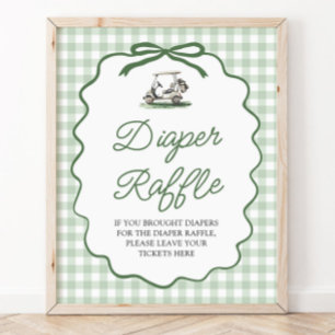 Sage Grün Golf Bow Babyshower Diaper-Raffle-Spiel Poster