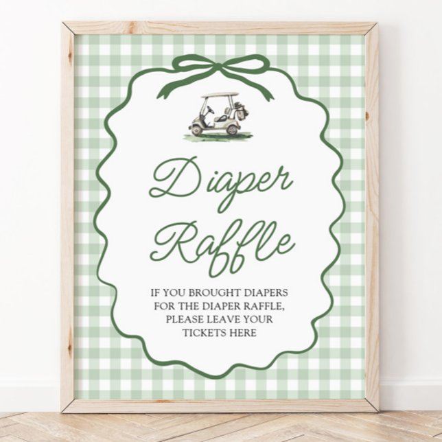 Sage Grün Golf Bow Babyshower Diaper-Raffle-Spiel Poster (Sage Green Golf Bow Baby Shower Diaper Raffle Game Sign)