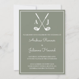 Sage Grün Golf Hochzeit Einladung