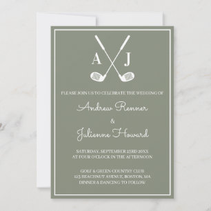 Sage Grün Golf Hochzeit Einladung