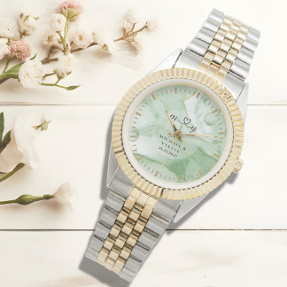 Sage Grün Groom Klassiker | Personalisierte Hochze Armbanduhr