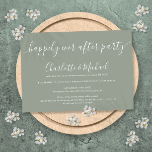Sage Grün Happily Ever After Party Hochzeit Einladung