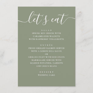 Sage Grün Hochzeit   Minimalistische Schrift Moder Menükarte