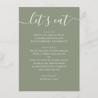 Sage Grün Hochzeit | Minimalistische Schrift Moder Menükarte