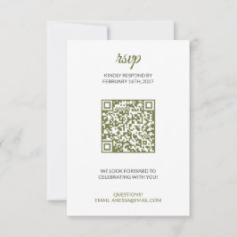 Sage Grün Hochzeit RSVP mit QR-Code Karte