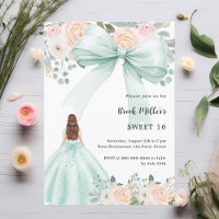 Sage grün Kleid Bogen rosa Florale Sweet 16