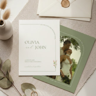 Sage Grün & Leinen Minimalistische Save-the-Date-K Einladung