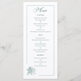 Sage Grün Linien Kunst Rose Dinner Details Hochzei Menükarte