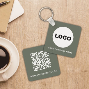 Sage-Grün-Logo QR-Code Social Media Schlüsselanhänger