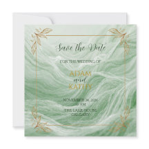 Sage Grün Marmor & Gold Save The Date Karte
