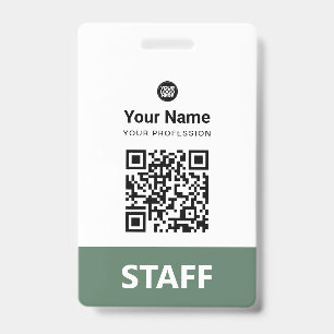 Sage Grün Mitarbeiter QR-Code, Barcode, Logo, Name Ausweis