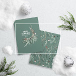 Sage grün moderne, elegante Wasserfarbe botanisch Feiertagskarte<br><div class="desc">Sage grün moderne elegante rustikale Aquarell getrocknete botanische florale mutierte Farben Weihnachtskarte.</div>