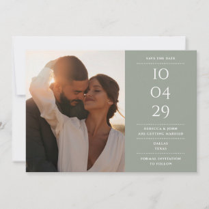 Sage Grün Moderne Minimalistische Hochzeitsfoto Save The Date