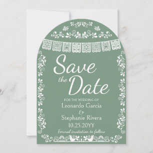Sage Grün Papel Picado Hochzeit Save the Date Torb Einladung