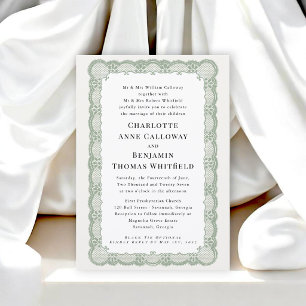 Sage Grün Spitze Rahmen Traditionelle Hochzeit Einladung