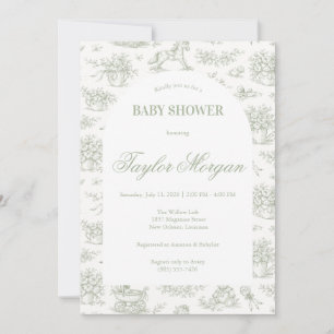 Sage Grün Toile Babyshower-Einladung   Klassisch Einladung