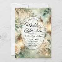 Sage Grün und Elfenbein-Rosen-Laternen-Hochzeit
