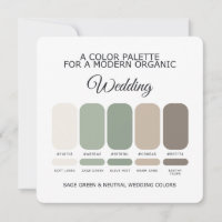 Sage Grün und Neutrale Hochzeitsfarben-Palette Kar