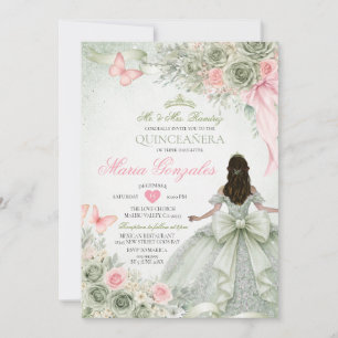 Sage Grün und Rosa Prinzessin Schmetterling Quince Einladung