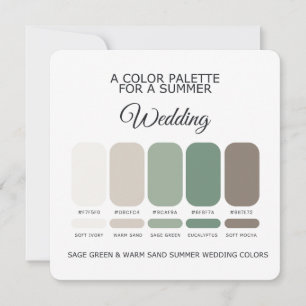 Sage Grün und warmer Sand Sommer-Hochzeitspalette  Einladung