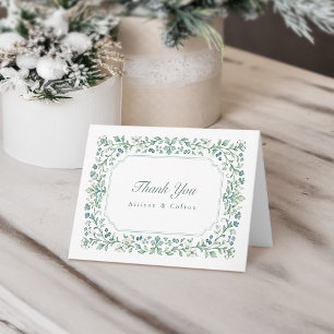 Sage Grün Vintage Botanical Floral Rahmen Hochzeit Dankeskarte