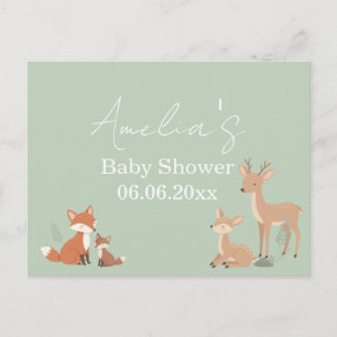 Sage-Grün-Waldtier-Baby-Shower-Einladung Feiertagspostkarte