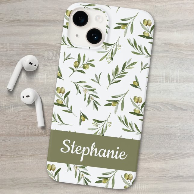 Sage-Grün-Wasserfarbe-Oliven-Name Case-Mate iPhone Hülle (Von Creator hochgeladen)