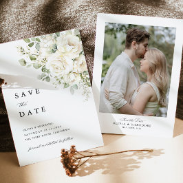 Sage Grün Weiße Florale Foto Hochzeit Save The Date