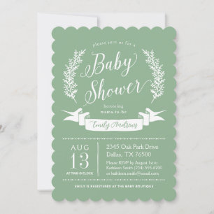 Sage-Grün-Whimsical-Cottage-Garten-Baby-Party Einladung