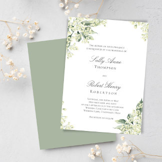Sage Grüne Flora Elegante Schrift Hochzeit Einladung