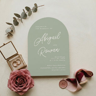 Sage-Grüne Minimalistische Elegante Hochzeitseinla Einladung