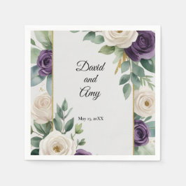 Sage Grüne und Lila Blumenserviette Serviette