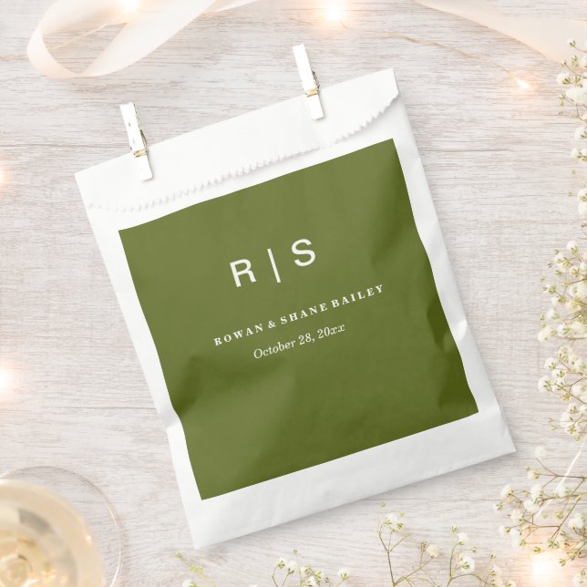 Sage-Grüner Hochzeitsgunstbeutel mit Monogramm Geschenktütchen (Ausgeschnitten)