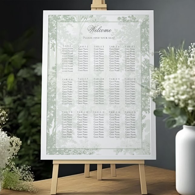 Sage-Grüner Landschaft-Toile-Hochzeits-Sitzplan Poster (Von Creator hochgeladen)